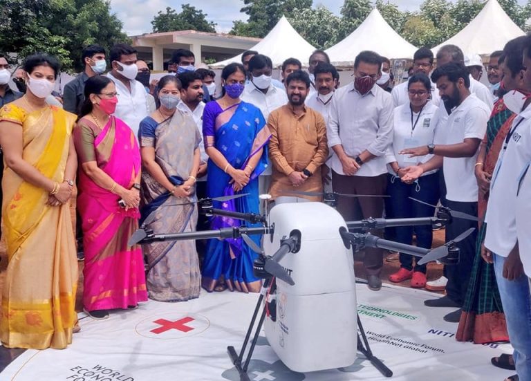 Union Minister Sri Jyotiraditya M Scindia along with Ministers Sri KTR launched 'Medicine from the Sky' project in Vikarabad. 11.09.2021